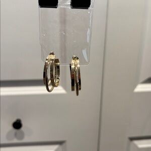 Banana Republic Factory Polished Gold Double Hoop Earrings